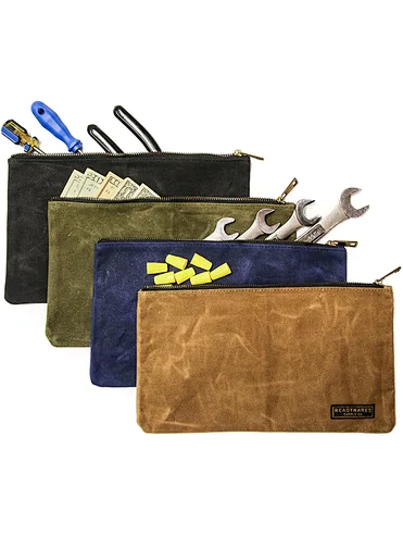 Multi Durable Storage  Heavy Duty tool Metal Zippers Pouches Tool waxed canvas pencil case