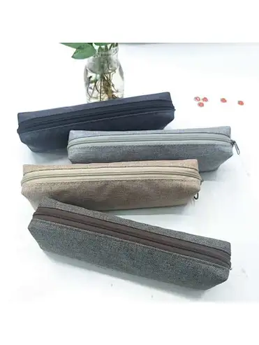 30 Cotton Linen Black Storage Pouch Stationery Simple Bag Cosmetic Pen Pencil Bag Case Holder for School and Office