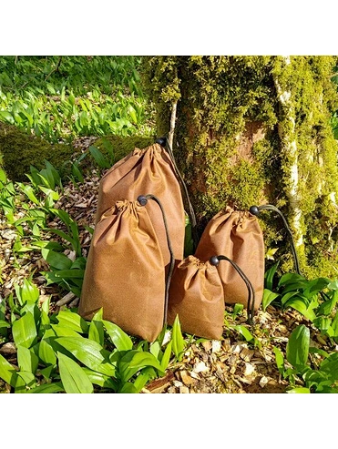 Reusable outdoor camping multipurpose foldable garden tool organizer hanging waxed canvas storage drawstring bag