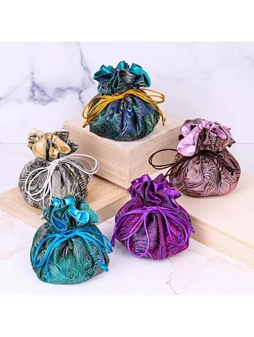 Round shape necklace drawstring dust gift organizer travel pouch packaging custom logo wholesale jewelry bag