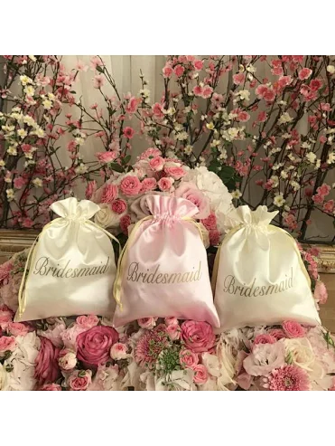 Luxury Small Custom Drawstring Satin Bags for Hair Packaging gift satin bag jewelry satin pouch