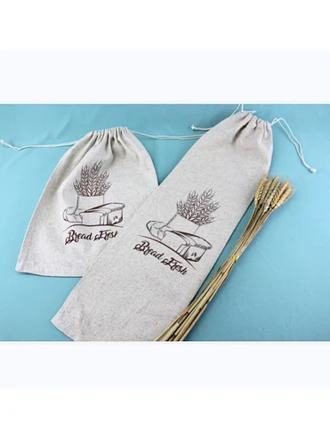 reusable thick hessian vintage soft jute garment  drawstring   gift 100% bread embroidery bag linen