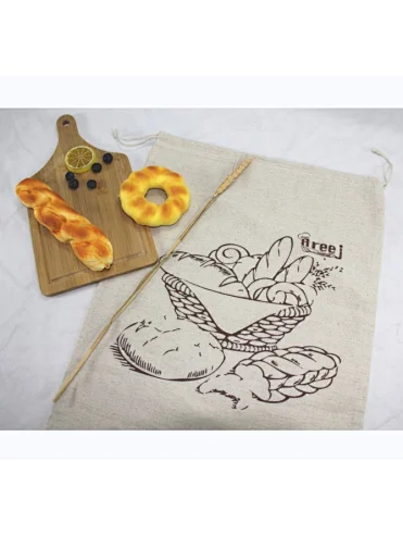 Custom storage kitchen cotton reusable snack bags zero waste home natural linen drawstring bread loaf bag