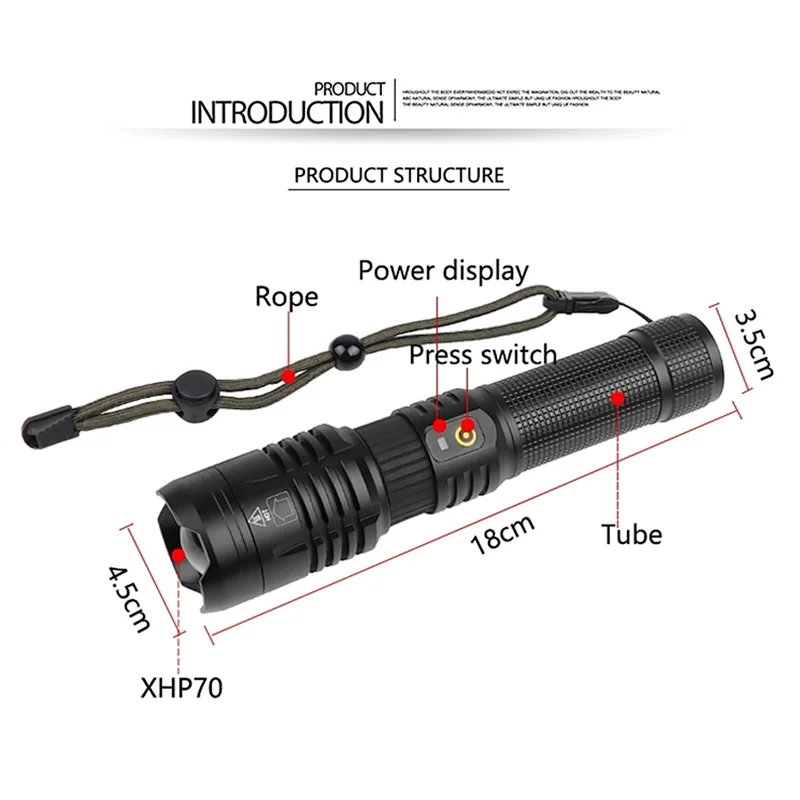 Ultra Bright Led Flashlight Torch Camping Light Modes Waterproof Zoomable Police Led Torch Flashlight