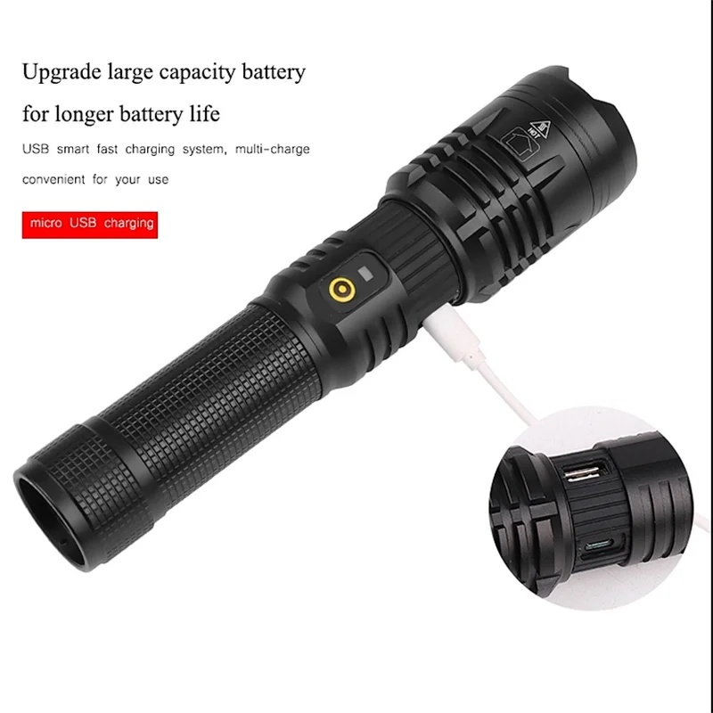XHP70 Ultra Bright Led Flashlight Torch Camping Light Modes Waterproof Zoomable Police Led Torch Flashlight