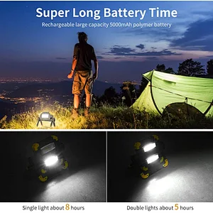 LED 2000 Lumens Rechargeable Portable Work Light - 360°Rotation Folding Hyper Tough Working Lamp USB Cordless Battery Powered