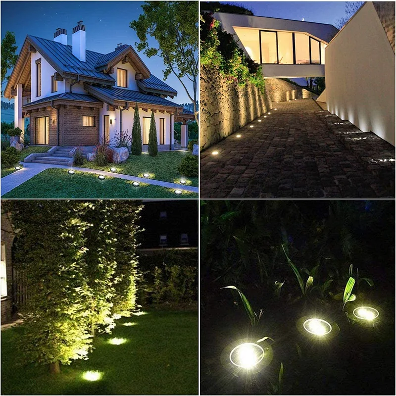 Waterproof Solar Garden Ground Lights, Lights (12 Pack Warm Light)