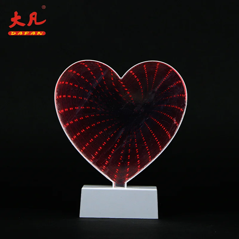 love shape table infinity mirror panel led light battery tunnel night indoor lamp for wedding