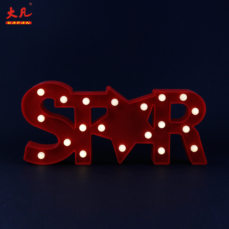 star decorative festival plastic led marquee sign alphabet letters plastic lamps