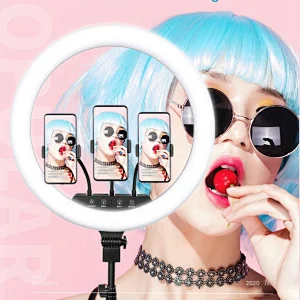 18 inch  Brightness Levels Dimmable Table Video Light Lamp Led Ring Light for 3 Phone Camera Selfie Live Broadcasting lamp