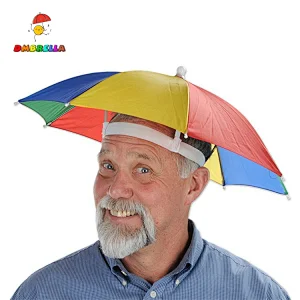 Cheap folding Custom logo printed Advertising Head hat shape umbrella