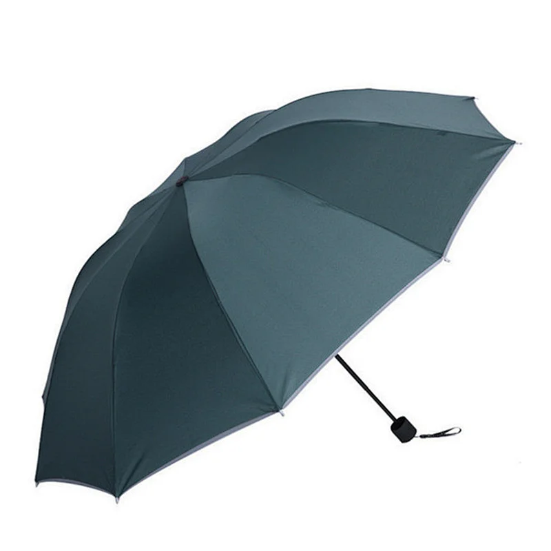 Cheap Custom Windproof 3 Folding Small Promotional safety Reflective Glow Umbrella