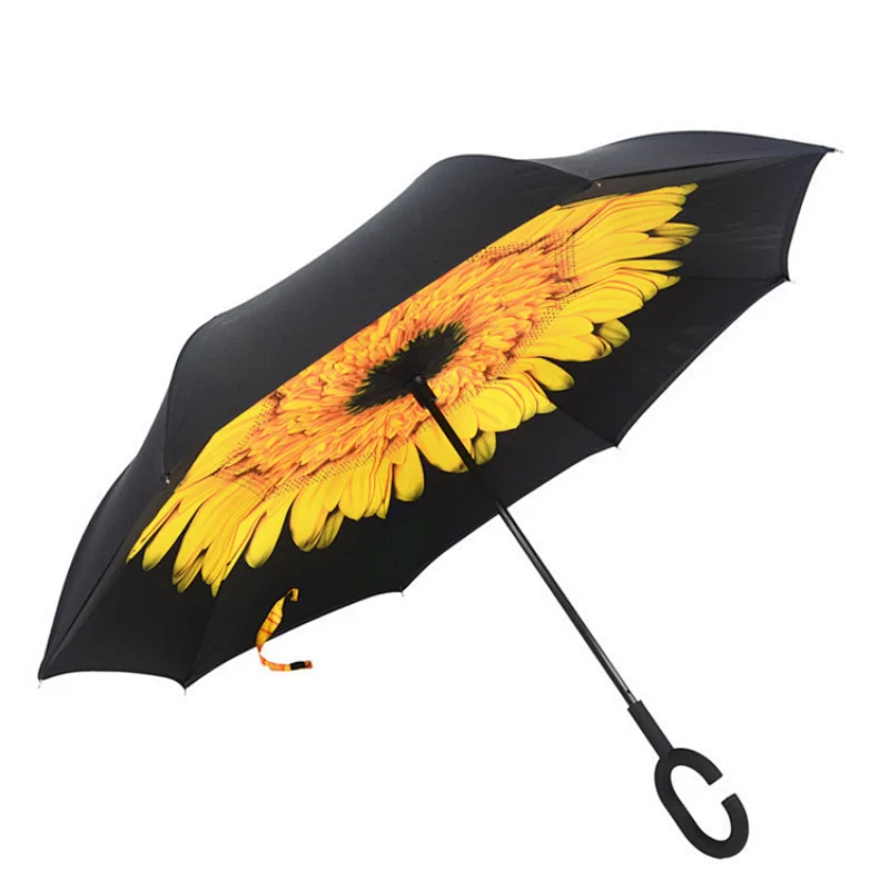 Anti UV upside down Rain inverted double layers reverse umbrella