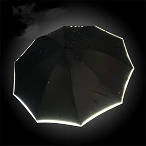 Cheap Custom Windproof 3 Folding Small Promotional safety Reflective Glow Umbrella