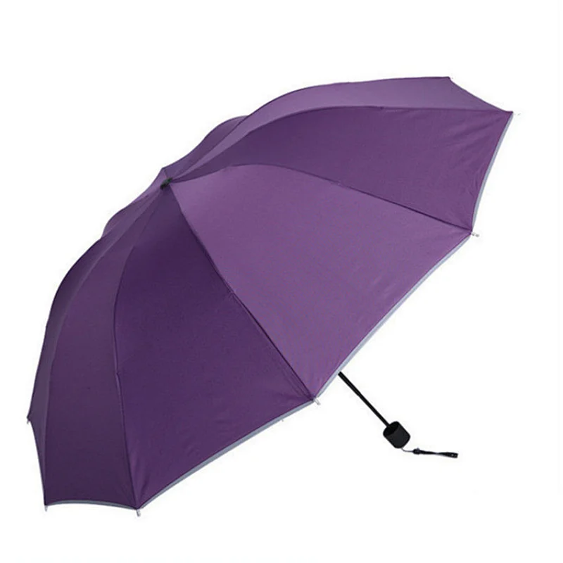 Cheap Custom Windproof 3 Folding Small Promotional safety Reflective Glow Umbrella
