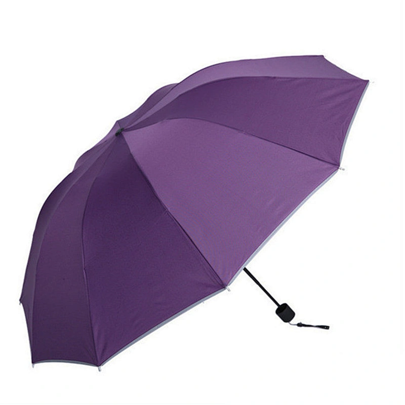 Barato personalizado a prueba de viento 3 plegable pequeña seguridad promocional reflectante resplandor paraguas