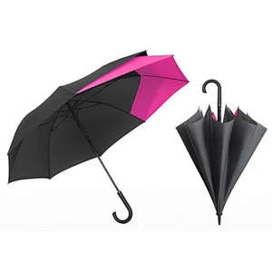 Unique two side extendable backpack golf long handle auto open straight expansible Promotional umbrella