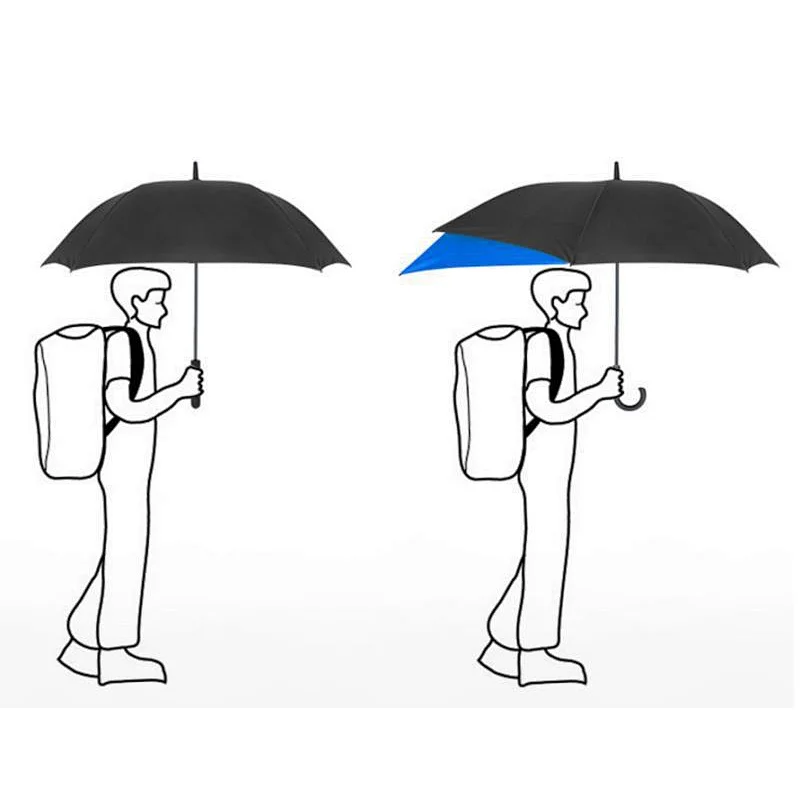 Unique two side extendable backpack golf long handle auto open straight expansible Promotional umbrella