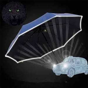 Cheap Custom Made Sun Rain Windproof 3 Folding Small Promotional Reflective Glow Umbrella