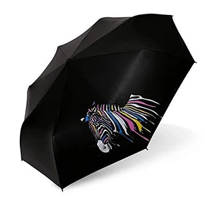 Zebra Folding Umbrellas Color Changing Rain Umbrella Windproof
