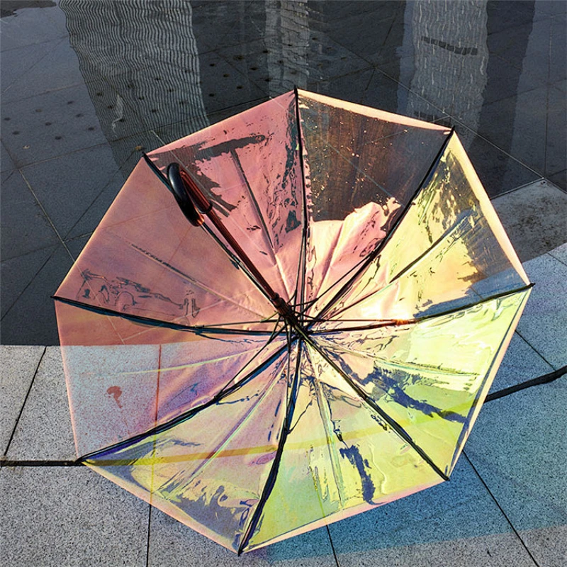 Rain Sunshade paraguas holográfico personalizado con láser de pvc para niña