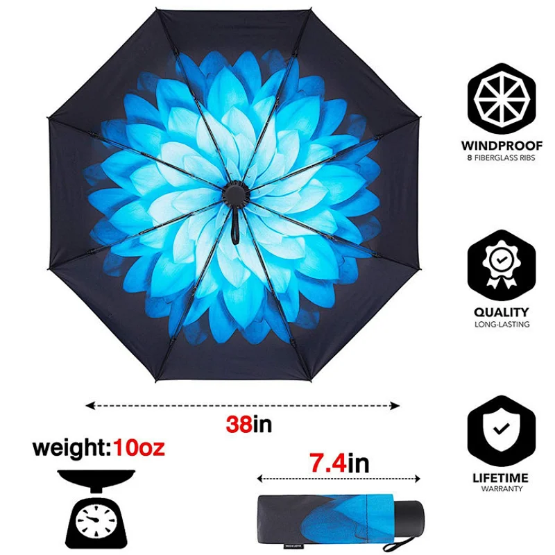 Upgraded 8 Ribs Mini Portable Sun&Rain Lightweight Windproof Compact Parasol Outdoor Travel Umbrella for Men Women
