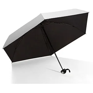 Back to school Mini Titanium silver 5 Fold Light Anti UV Umbrella Resistant Sun Protection Pocket Umbrella