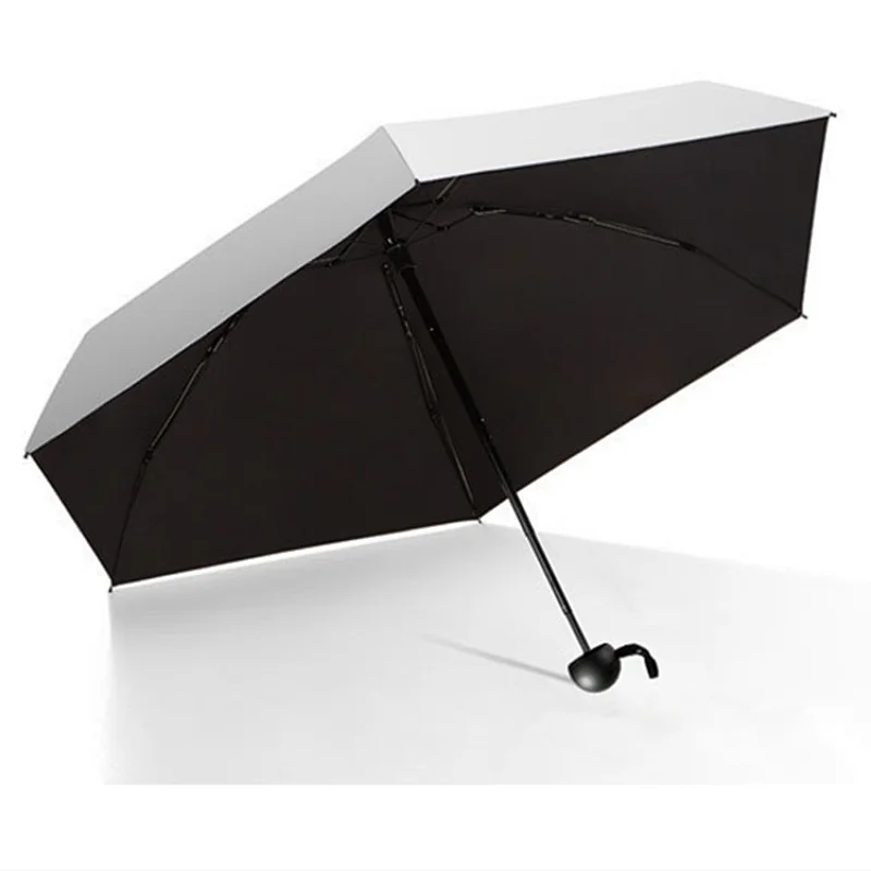 Back to school Mini Titanium silver 5 Fold Light Anti UV Umbrella Resistant Sun Protection Pocket Umbrella