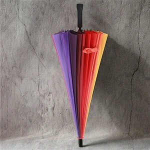 Arco iris recto personalizado golf 24 costillas paraguas gran publicidad moda paraguas a prueba de viento