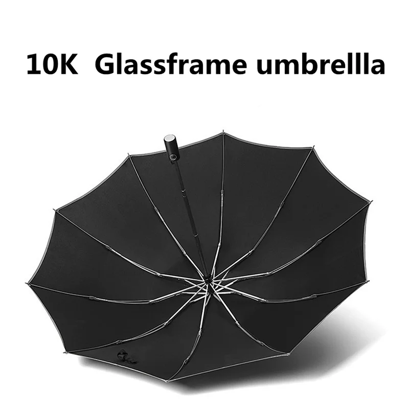 Cheap 12k windproof 3 folding automatic reverse umbrella with reflective strap