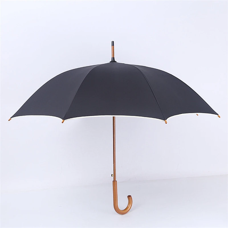 Paraguas modificado para requisitos particulares recto abierto automático del estilo de la vieja escuela del negro de la manija de madera J