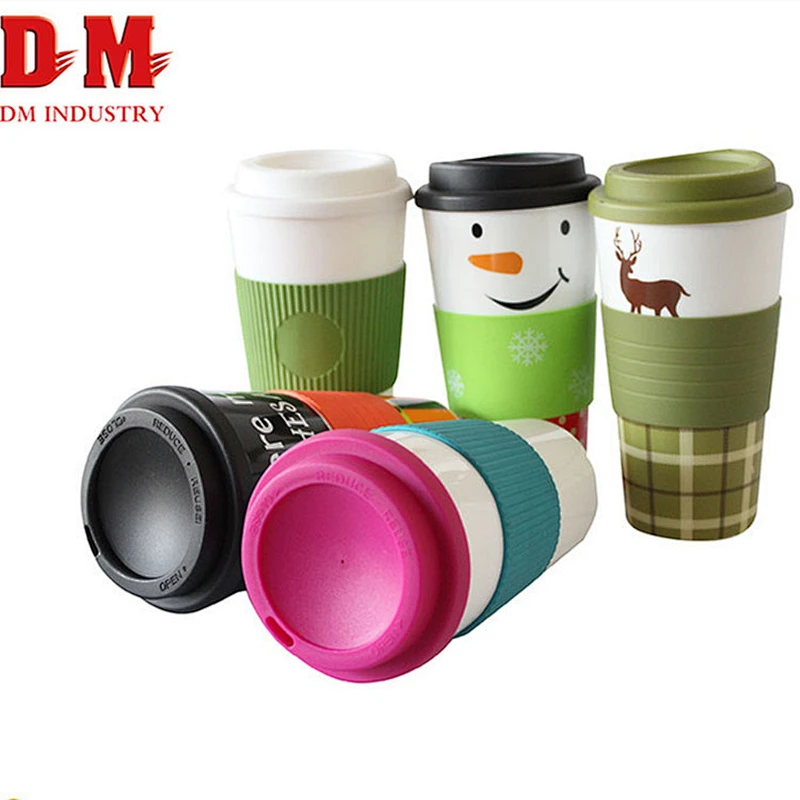 Custom printed Office reusable plastic coffee mug cups with lid
