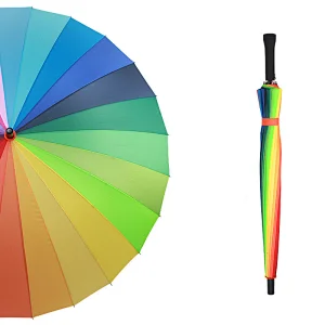 Rainbow Straight Customized golf 24 ribs umbrella big large advertising  fashion windproof umbrella