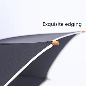 Wooden J handle black old school style auto-open straight Customized umbrella