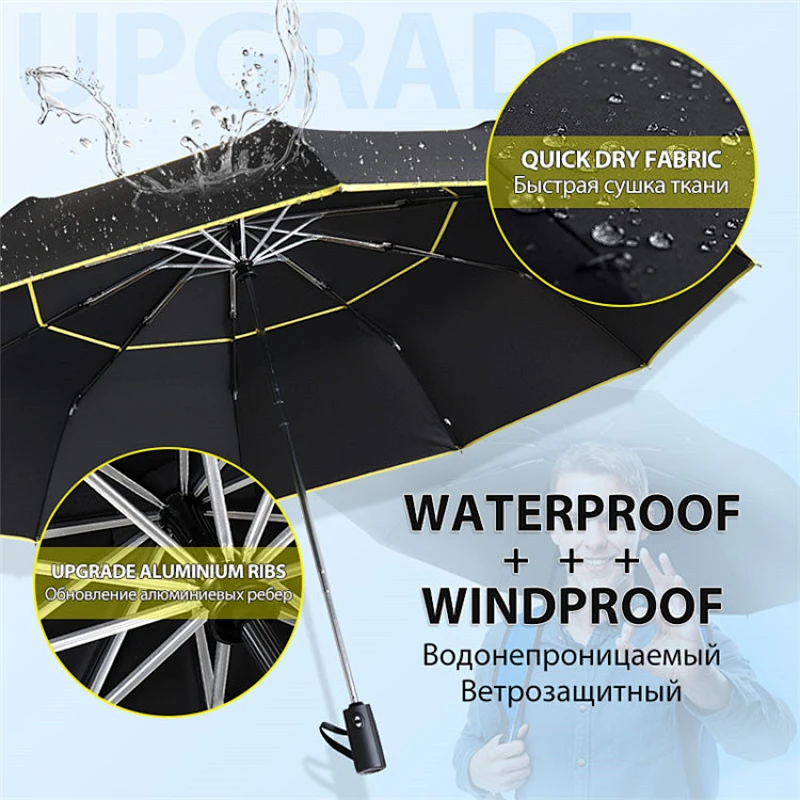 Amazon alta calidad 120 cm grandes hombres totalmente automáticos lluvia mujer doble capa 3 plegable regalo de negocios paraguas de golf a prueba de viento