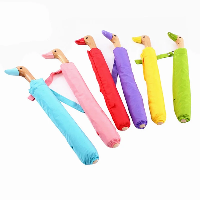 23 inches high quality 2 folding wooden duck handle design wholesale manufacturer advertisement gift umbrella