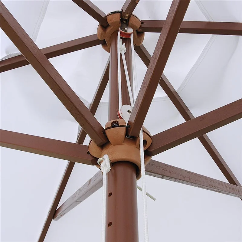 Luxury custom logo wooden pole beach umbrella patio outdoor advertising umbrella