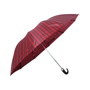Business gift personalised custom Plaid or solid color 2 folding automatic travel umbrella with logo printing
