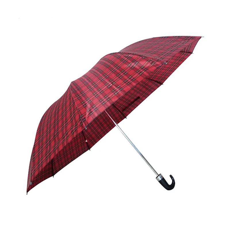 Business gift personalised custom Plaid or solid color 2 folding automatic travel umbrella with logo printing
