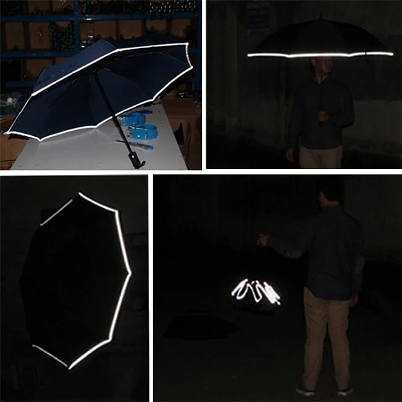 Cheap Custom Made Sun Rain Windproof 3 Folding Small Promotional Reflective Glow Umbrella