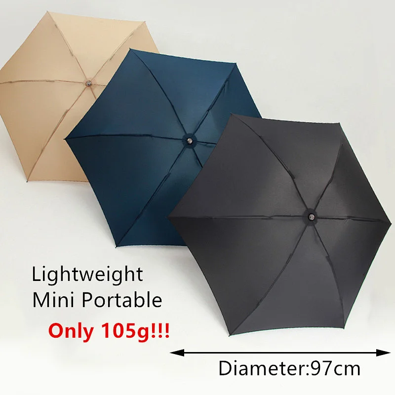 105g Lightweight Mini Small 6 ribs High Density Waterproof Fabric Women Sun Rain Portable Three folding umbrella