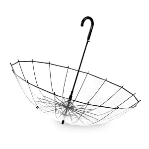 High quality 16 Ribs straight Transparent POE clear Windproof umbrella