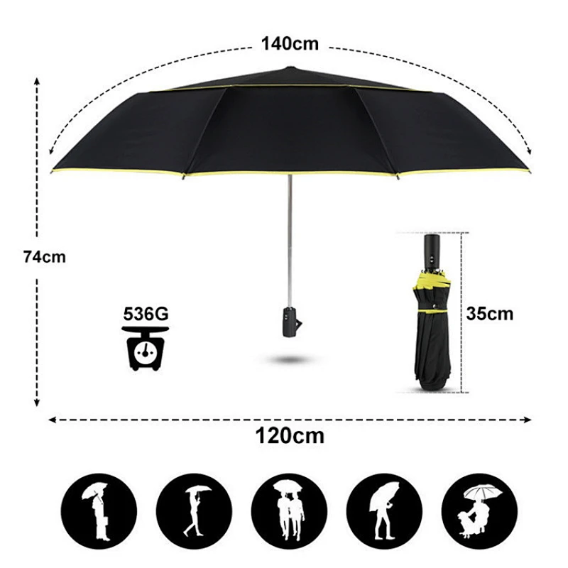 Amazon alta calidad 120 cm grandes hombres totalmente automáticos lluvia mujer doble capa 3 plegable regalo de negocios paraguas de golf a prueba de viento