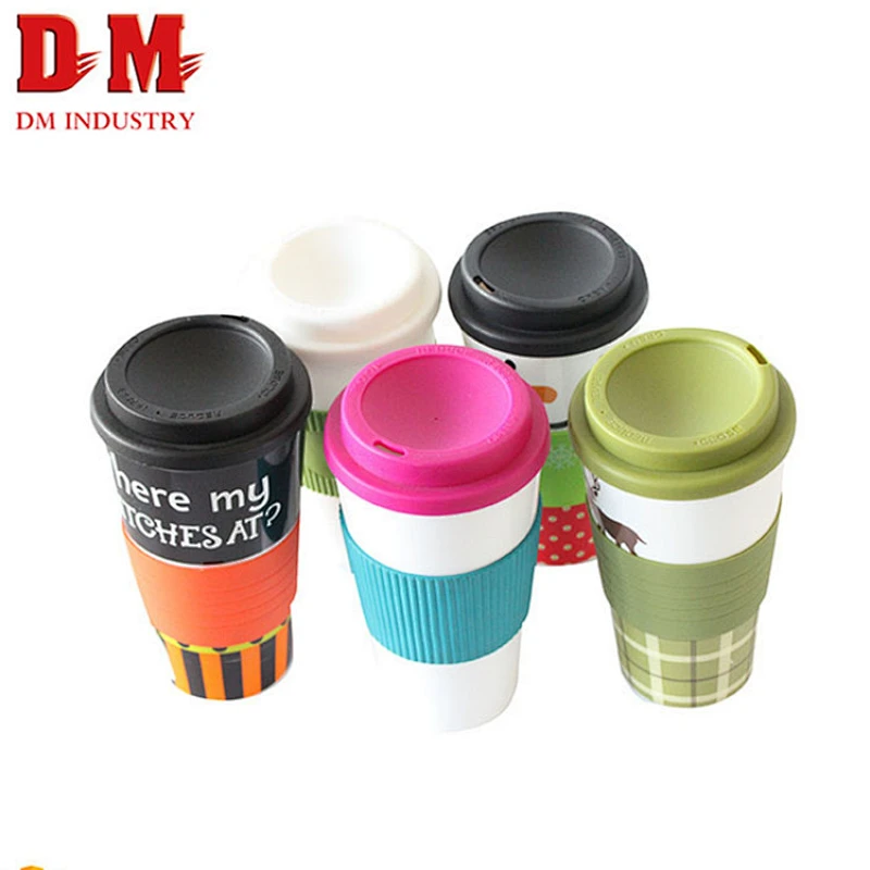 Tazas plásticas reutilizables impresas aduana de la taza de café de la oficina con la tapa