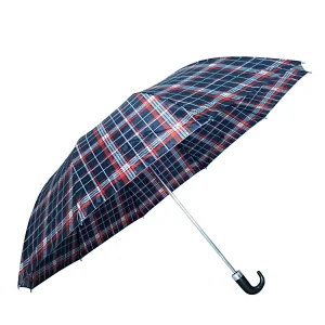 Business gift personalised custom Plaid or solid color 2 folding automatic travel umbrella with logo printing