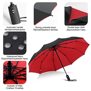 Fully automatic Windproof Rain Women Double Cloth The New Business Fashion Large Big Outdoor Fold Umbrella