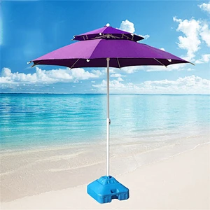 Promocional de alta calidad al aire libre impresión de logotipo personalizado Doble playa a prueba de viento Publicidad paraguas de pesca
