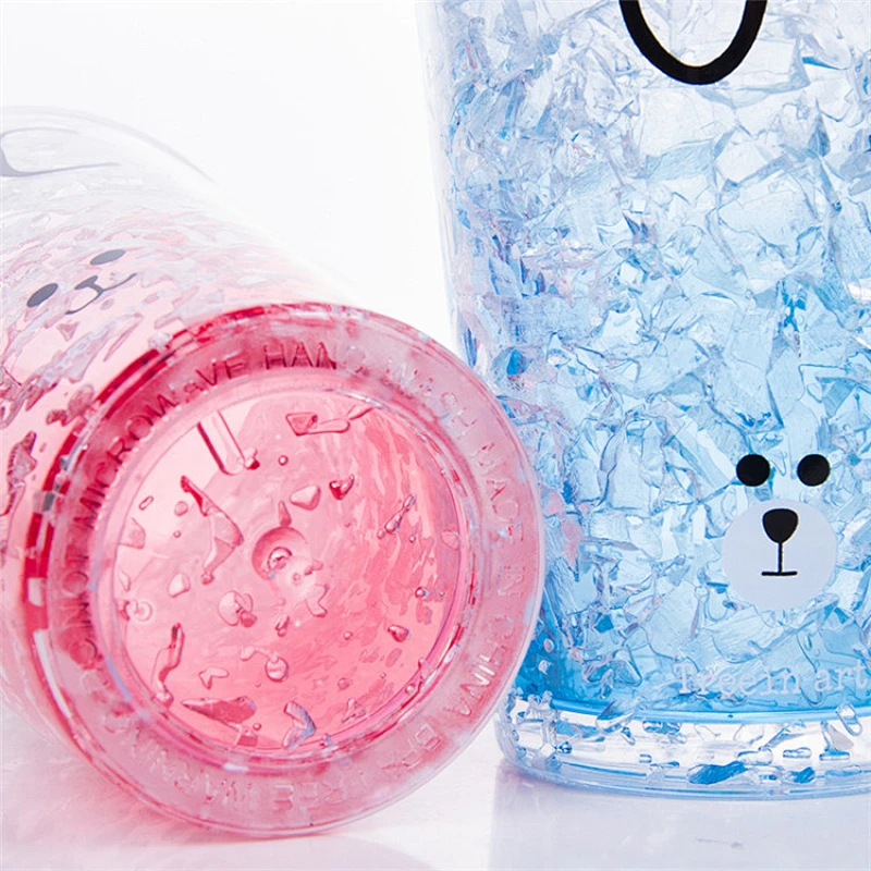 Vaso de plástico de doble pared de plástico de gel de congelación de 16 oz con pajita