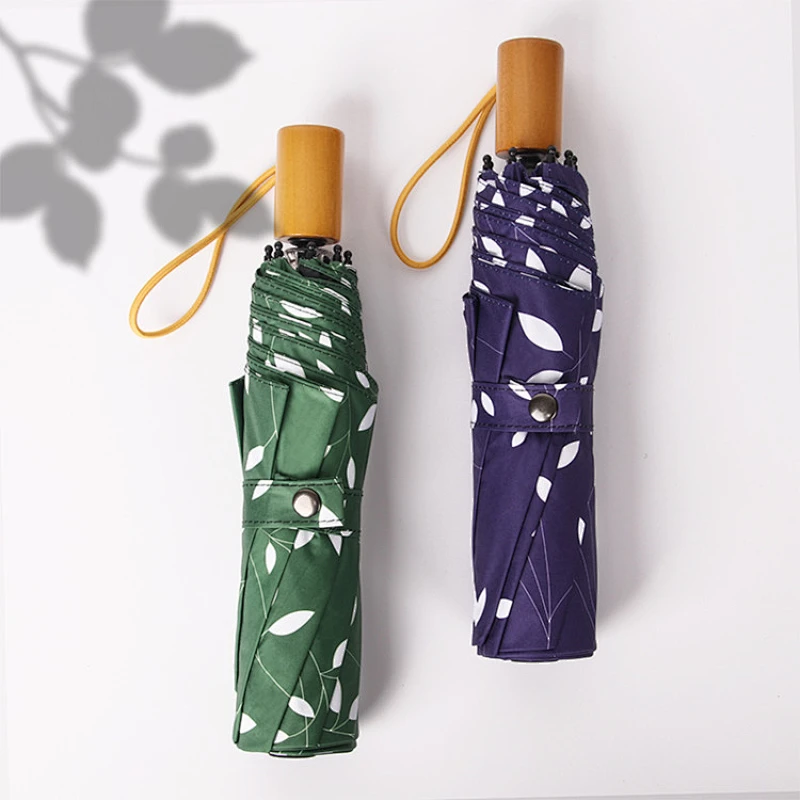 Paraguas plegable de encargo de la nueva moda 2019 con mango de bambú