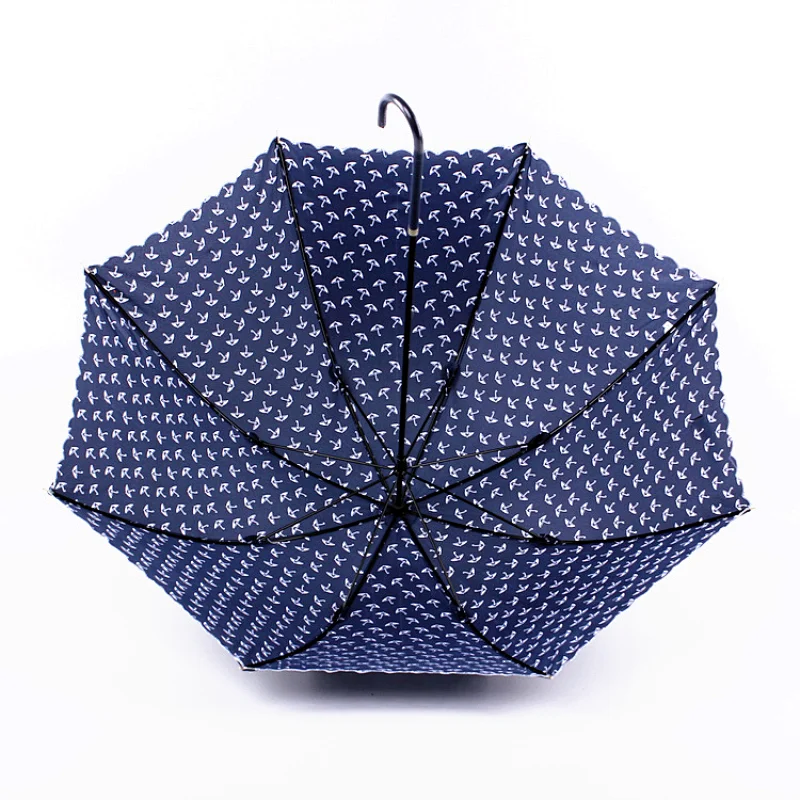21inch 8 ribs manual open unique long handle straight woman umbrella with print